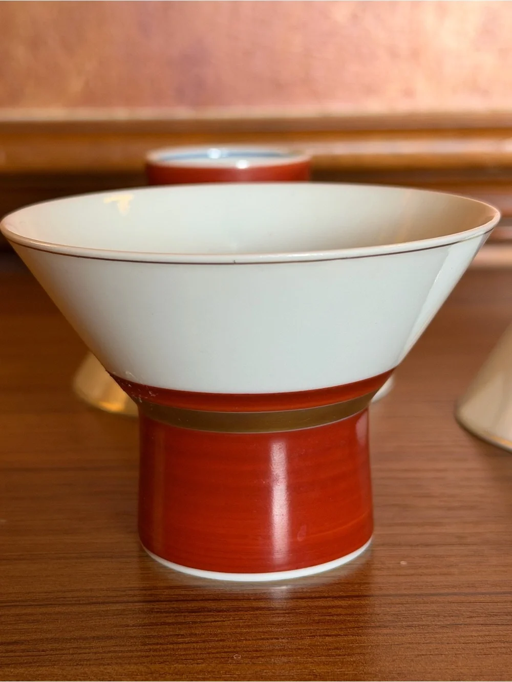 Tachikichi for Takashimaya Japanese Porcelain Sake Cups Pedestal Bowls Set of 3